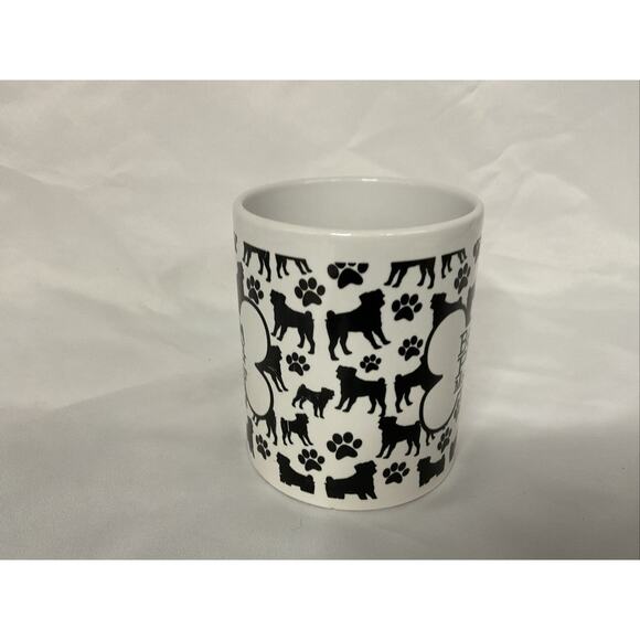 THATWEAR BEST PUG MOM EVER WHITE CERAMIC WITH BLACK PAWS PUGS COFFEE TEA MUG - Picture 2 of 7